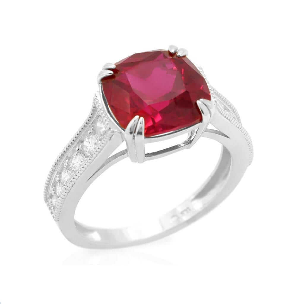 14k Gold White Cushion-Cut CZ Solitaire Engagement Ring