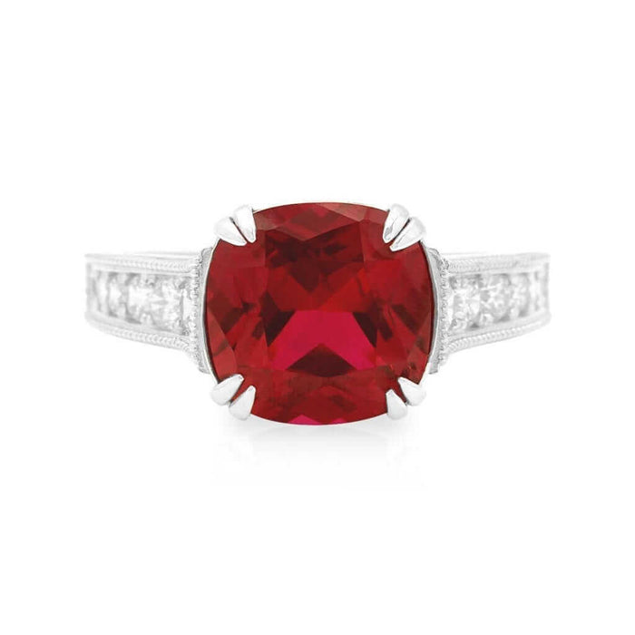 14k Gold White Cushion-Cut CZ Solitaire Engagement Ring