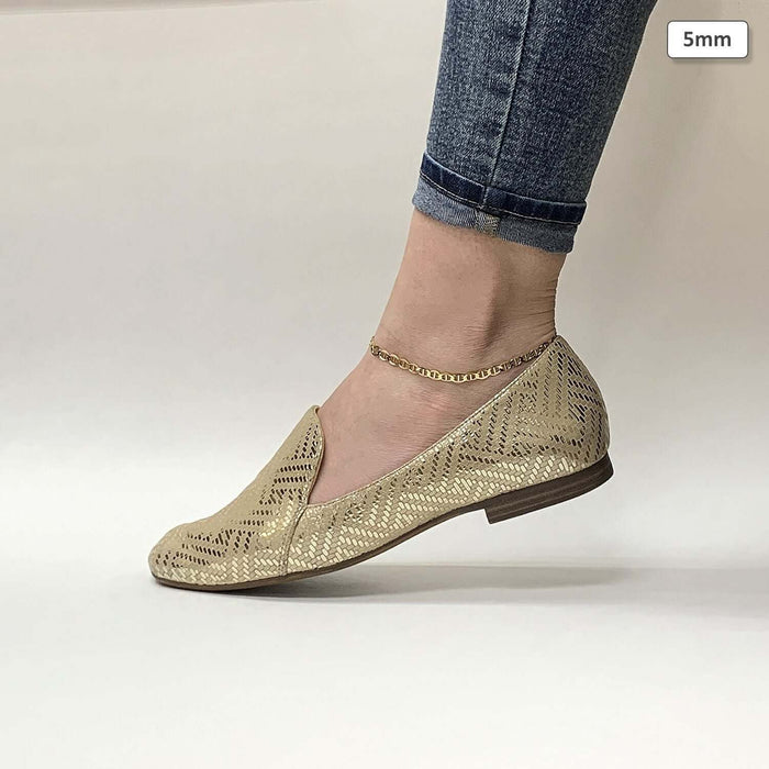 10K Yellow Gold 2mm-6mm Anchor Mariner Anklet (Solid Links) 10"