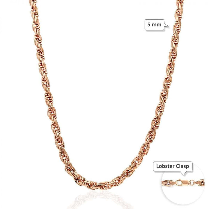 10K Rose Gold 5-8mm Square Rope Chain (Hollow) 20"-26"