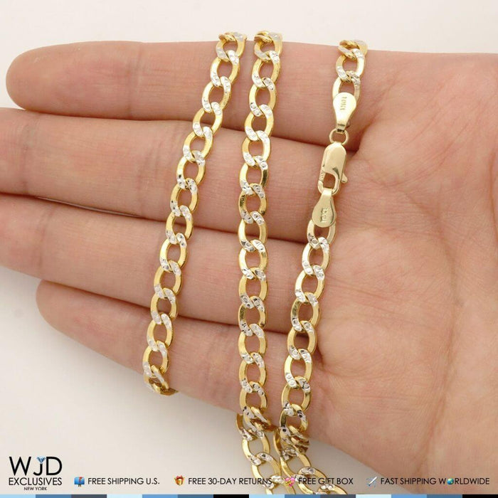 10K Yellow Gold 5mm Diamond-Cut Cuban Curb Chain (Hollow) 18"-26"