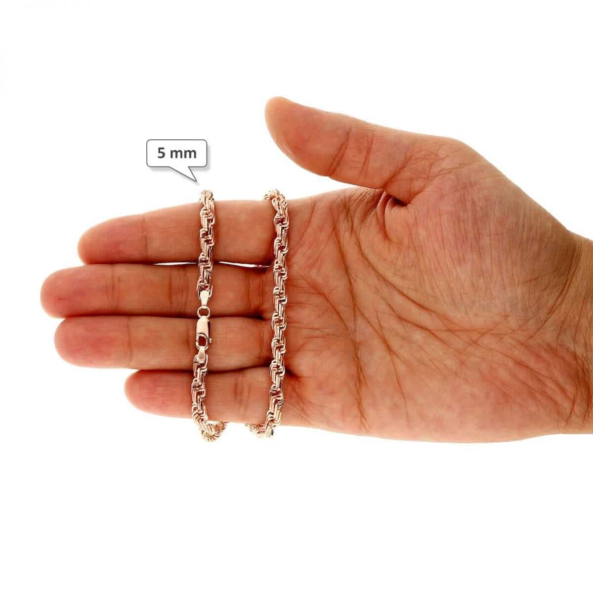 10K Rose Gold 5-8mm Square Rope Chain (Hollow) 20"-26"