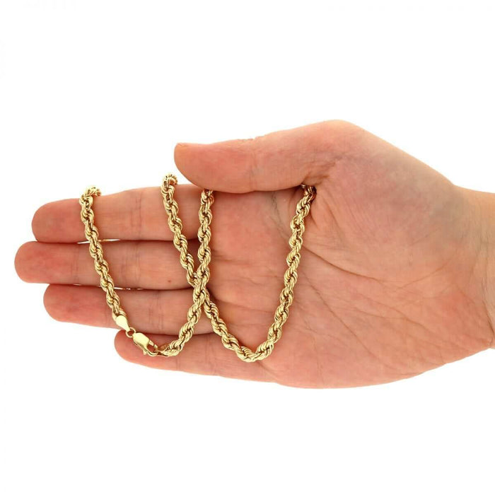 14k Yellow Gold 1.8mm-8mm Rope Chain (Hollow) 16"-30"