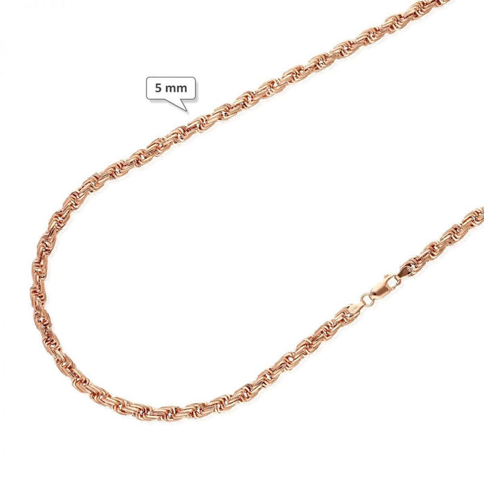 10K Rose Gold 5-8mm Square Rope Chain (Hollow) 20"-26"
