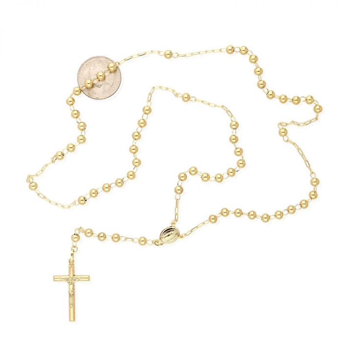 10K Yellow Gold 3mm-7mm Beads Rosary Necklace (Hollow) 26" 30"