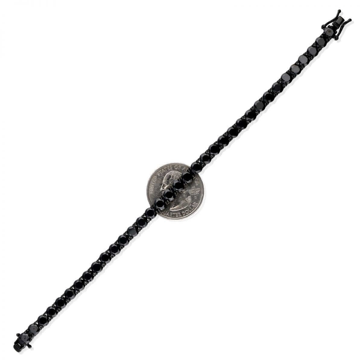 Sterling Silver 3mm 4mm 5mm 6mm Black CZ Tennis Bracelet 7.25"