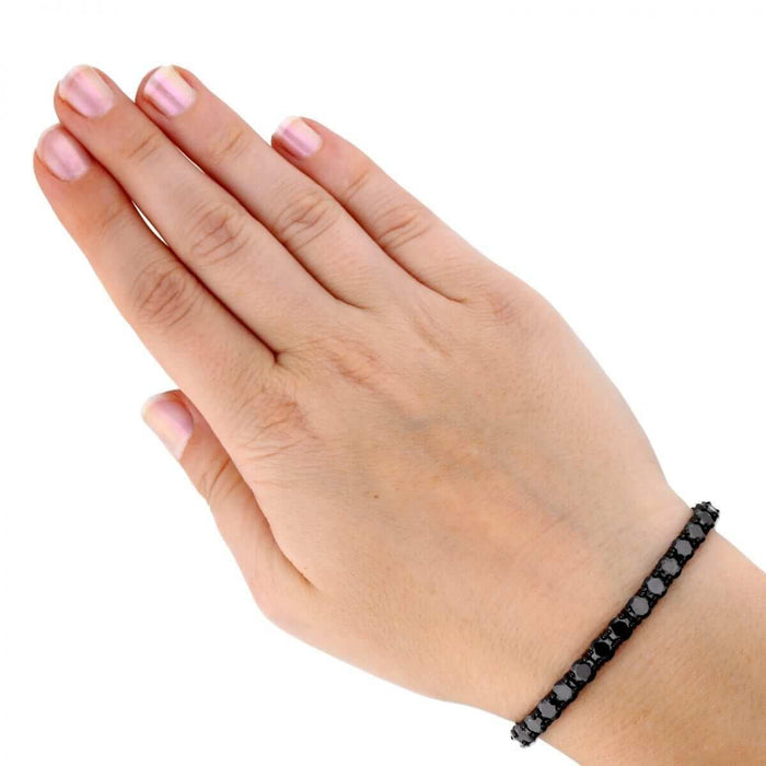 Sterling Silver 3mm 4mm 5mm 6mm Black CZ Tennis Bracelet 7.25"