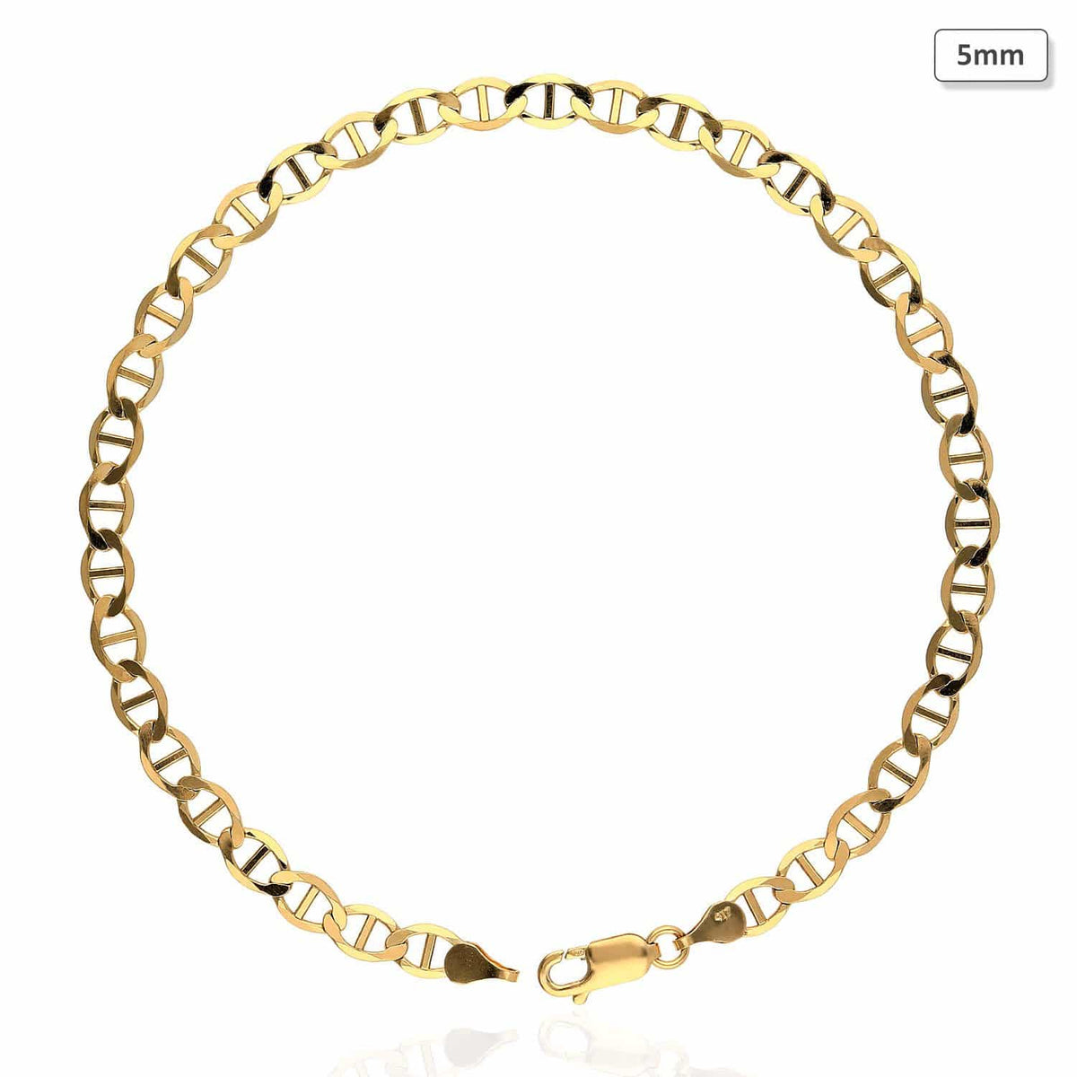 10K Yellow Gold 2mm-6mm Anchor Mariner Anklet (Solid Links) 10"
