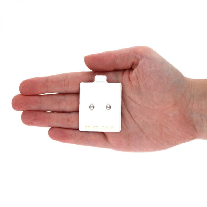 14k White Gold Ball Push Back Stud Earrings 3mm-10mm