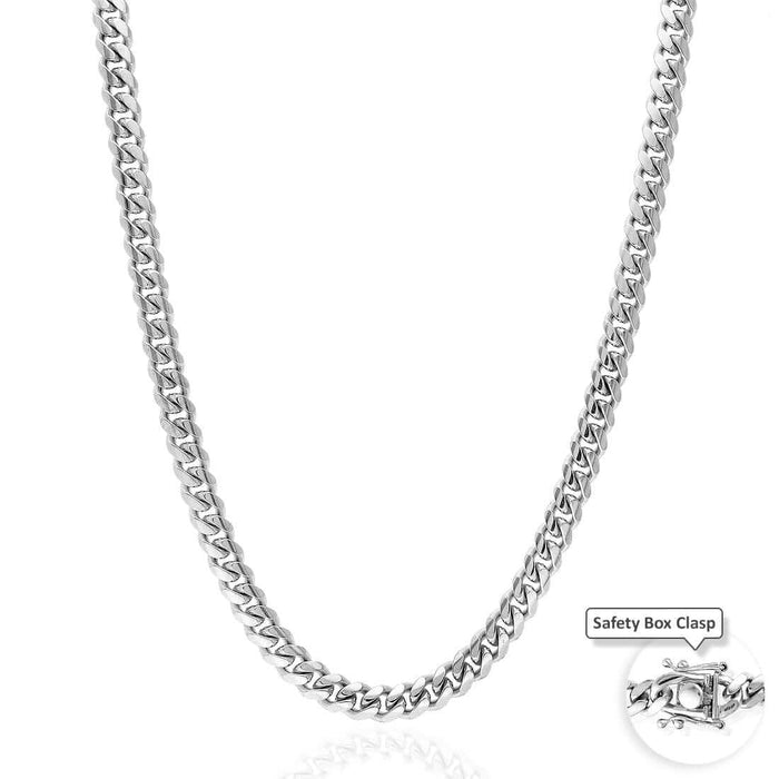 Sterling Silver 6mm-15mm Miami Cuban Chain (Solid Links) 24"-32"