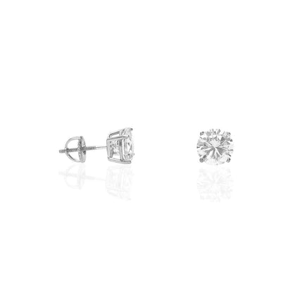 925 Sterling Silver Round CZ Solitaire Screw Back Stud Earrings