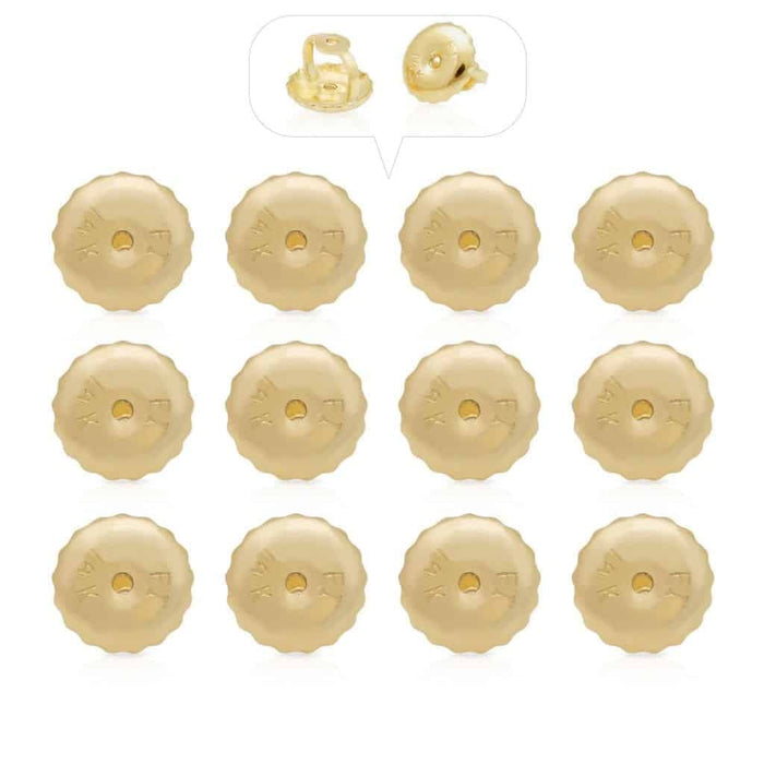 6 Pair Replacement Screw on Screw Off Earnuts Earrings Backs 14K Yellow Gold