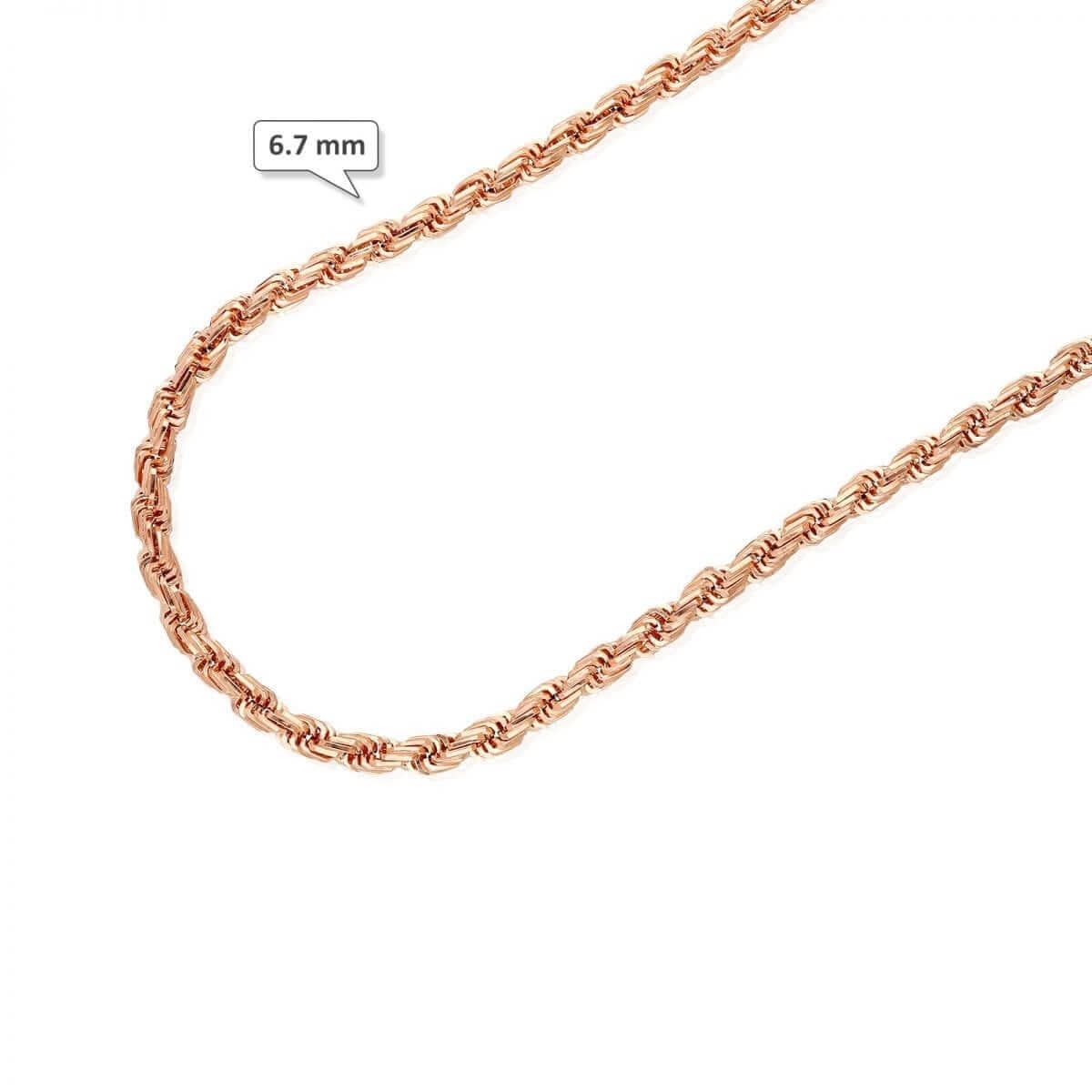 10K Rose Gold 5-8mm Square Rope Chain (Hollow) 20"-26"