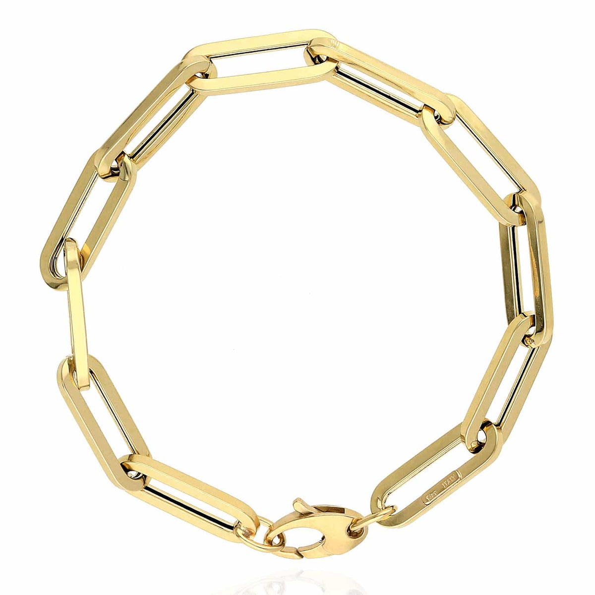 14K Yellow Gold 4.5mm-6.5mm Elongated Paperclip Bracelet (Hollow) 7.5"