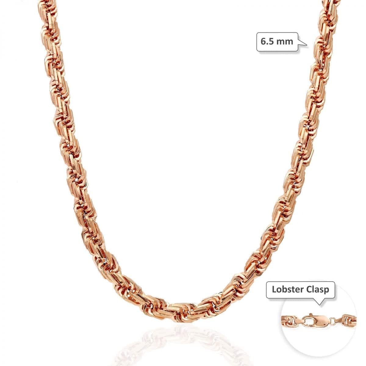10K Rose Gold 5-8mm Square Rope Chain (Hollow) 20"-26"