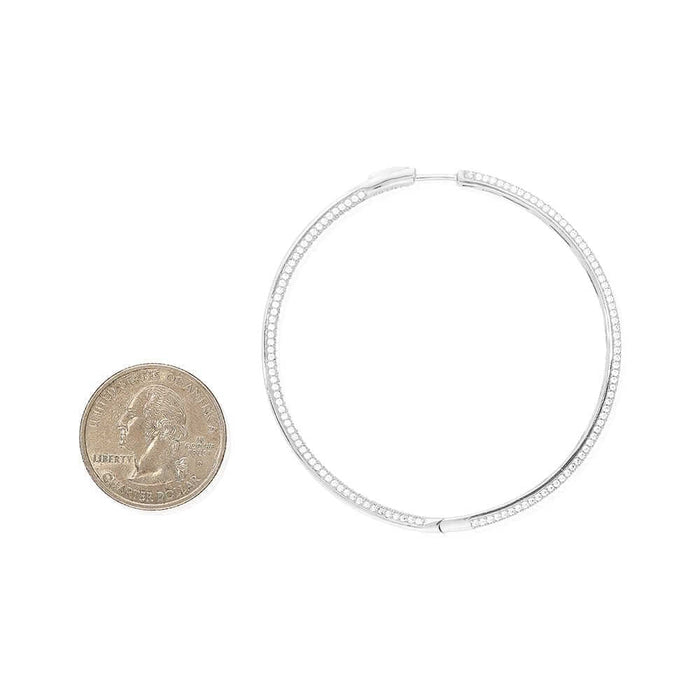 925 Sterling Silver Rhodium Finish Micro Pave CZ Hoop Earrings