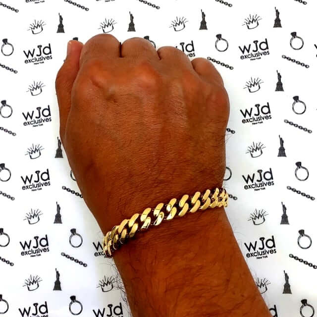 10K Gold 10mm Miami Cuban Bracelet (Hollow) with Fancy Box Clasp 8"
