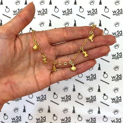 Kid’s Gold Over Silver Dolphin Key Bear Star Seashell Bracelet 6"