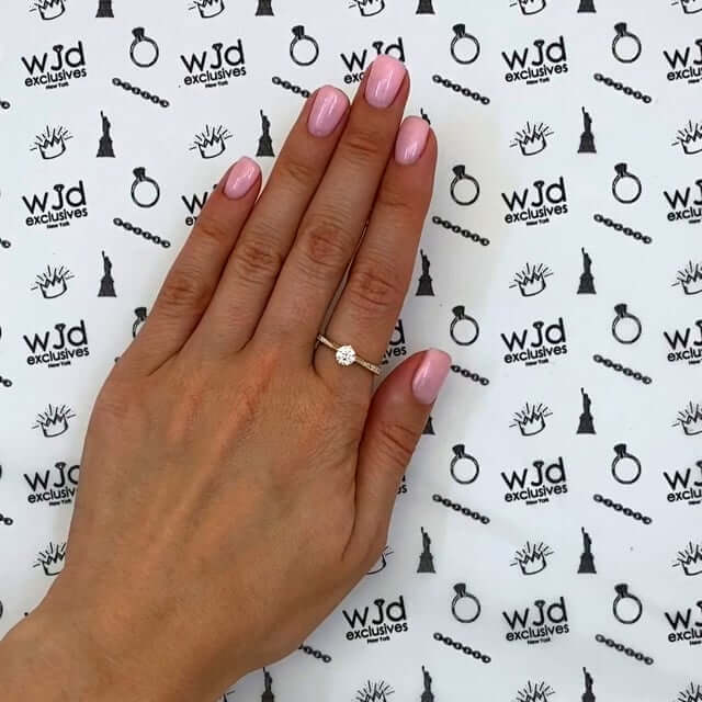 0.70 CTW CZ Petite Pave Crown 10K Gold Engagement Ring