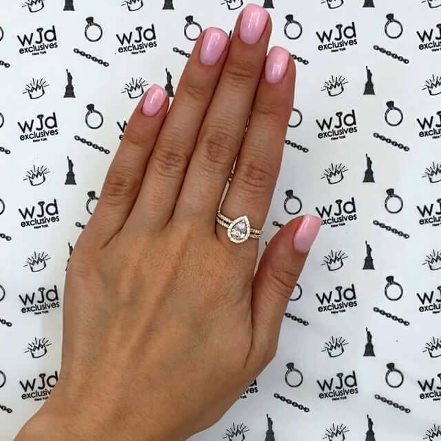 1.10CTW CZ Halo Pear 10K Gold Engagement Ring