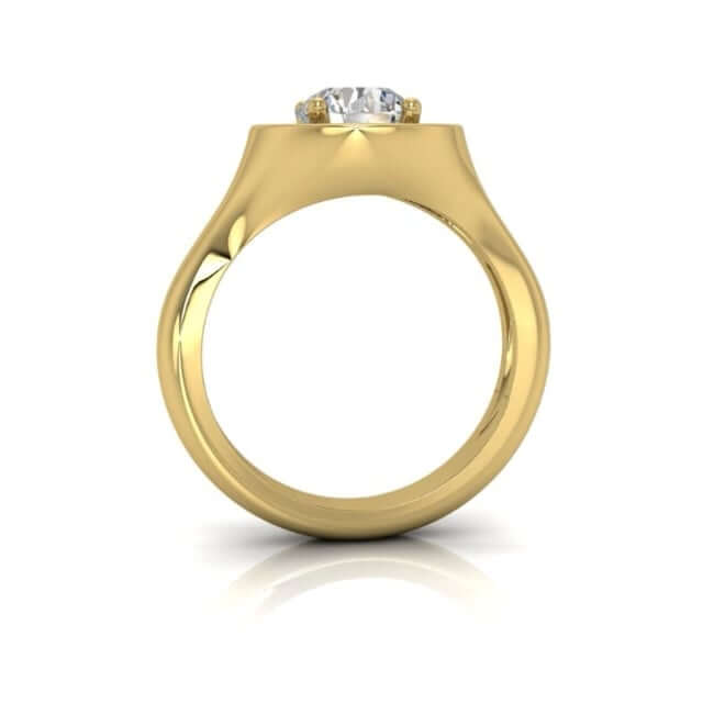 1.80CTW Natural Diamond & Moissanite Bezel Round 14K Gold Halo Engagement Ring