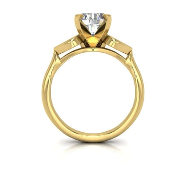 1.10CTW Natural Diamond & Moissanite 18K Gold Engagement Ring