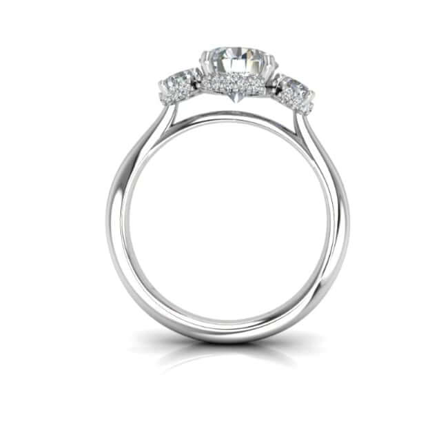 2CTW Natural Diamond and Moissanite 3-Stone 18K Gold White Engagement Ring