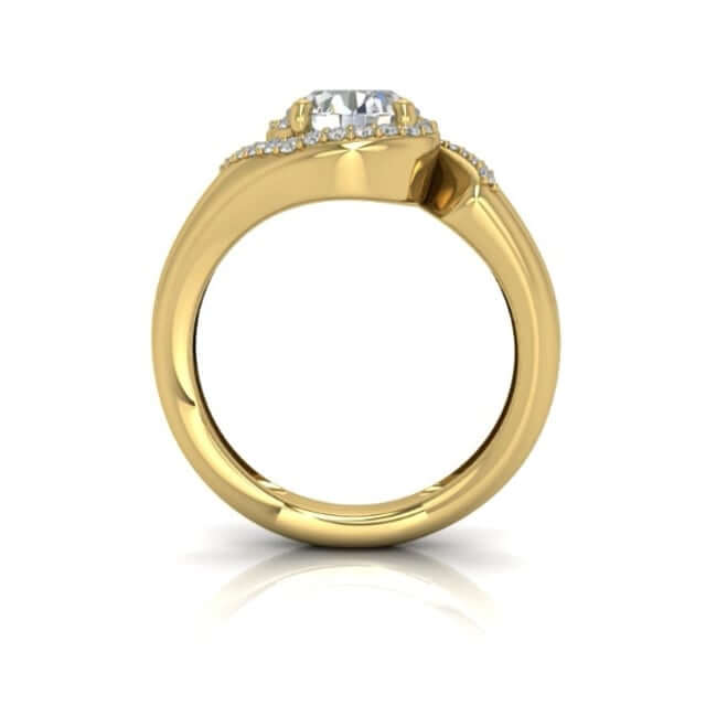 2CTW Real Diamond Moissanite Halo Swirl 18K Gold Bridal Engagement Ring