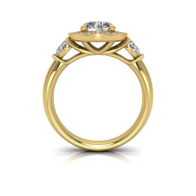 2.10CTW Real Diamond & Moissanite Halo Bezel 18K Gold White Engagement Ring