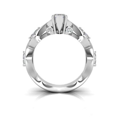 1.75CTW Real Diamond Marquise Moissanite Twist 18K Gold White Engagement Ring