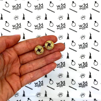14K Yellow Rose Gold Twisted Love Knot Stud Earrings 14.5mm