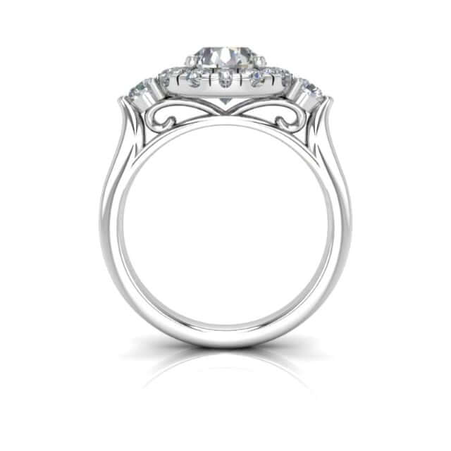 2.10CTW Natural Diamond & Moissanite Halo Engagement 18K Gold White Ring
