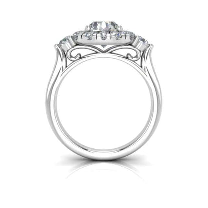 2.10CTW Real Diamond & Moissanite Halo Engagement 18K Gold White Ring