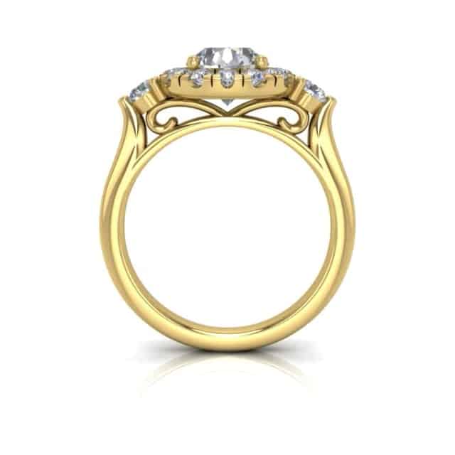 2.10CTW Real Diamond & Moissanite Halo Engagement 18K Gold Ring