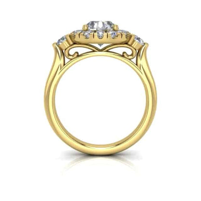 2.10CTW Real Diamond & Moissanite Halo Engagement 18K Gold Ring