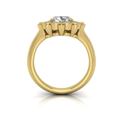 2.15CTW Real Diamond & Moissanite Floral Halo 18K Gold Engagement Ring
