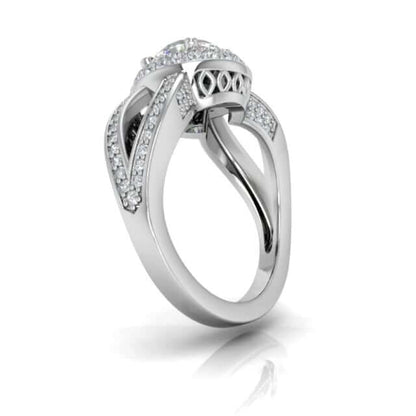 2.3CT Real Diamond Moissanite Halo Split Shank 18K Gold White Engagement Ring