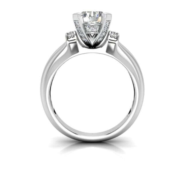 1CTW Natural Diamond & Moissanite In 18K Gold White Engagement Ring