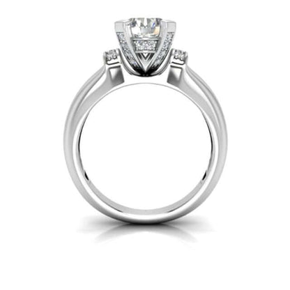1CTW Real Diamond & Moissanite In 18K Gold White Engagement Ring