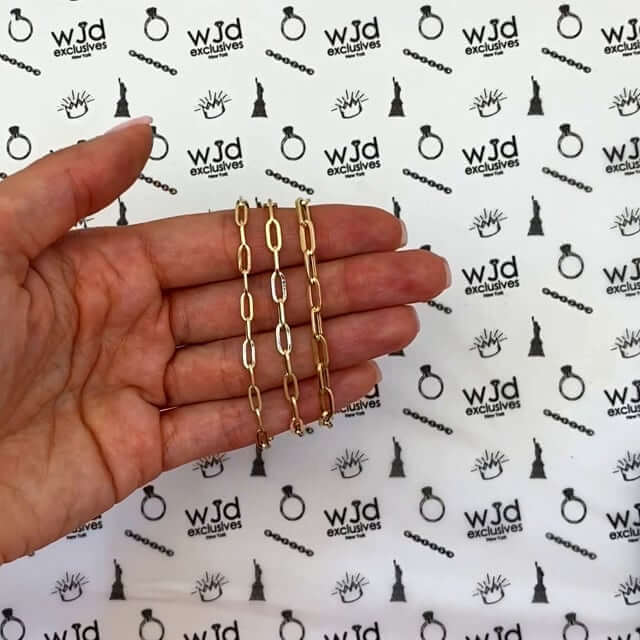 14K Gold Paperclip 3mm-4mm Anklet (Hollow) 10"