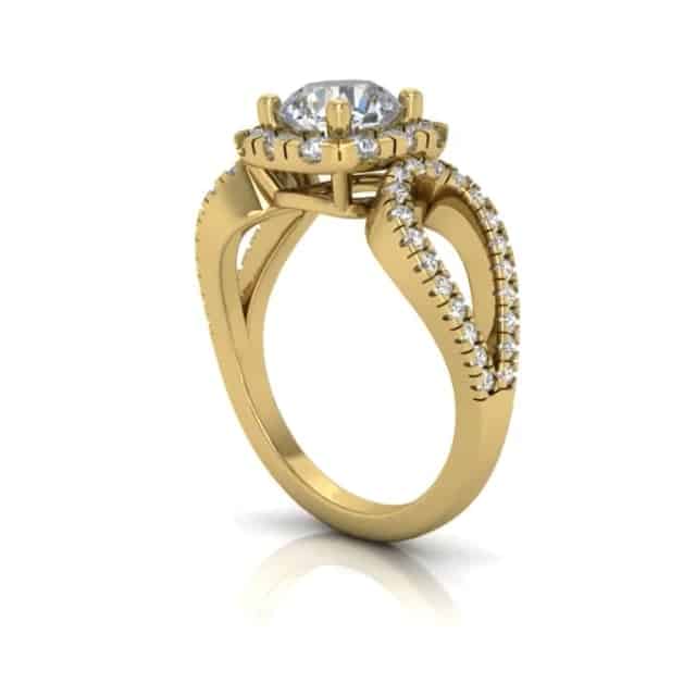 2.25CTW Real Diamond Round Moissanite Halo 18K Gold Engagement Ring