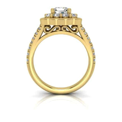 1.65CTW Real Diamond Emerald Moissanite Split Shank 18K Gold Engagement Ring