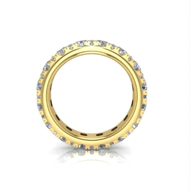 2CTW Lab-Grown Diamond French Pave 3.3mm 18K Gold Band Eternity Ring