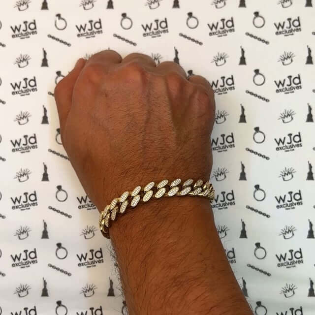 14K Gold CZ Pave 11mm Hollow Miami Cuban Bracelet 8.25"
