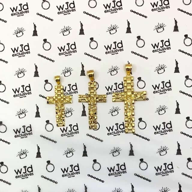 Solid 10K Gold Jubilee Crucifix Cross Pendant 2"-3"