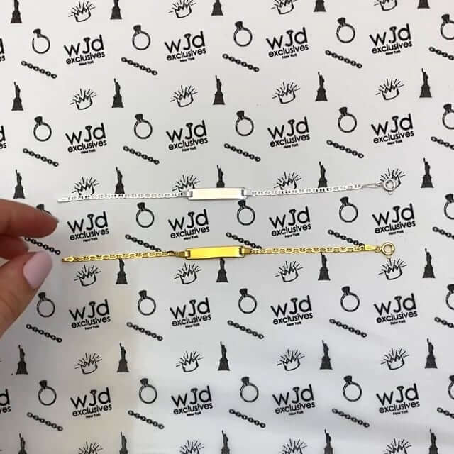 Kids 14K Yellow White Gold Over Silver 2.5mm Anchor Mariner ID Bar Bracelet (Solid Links) 6"