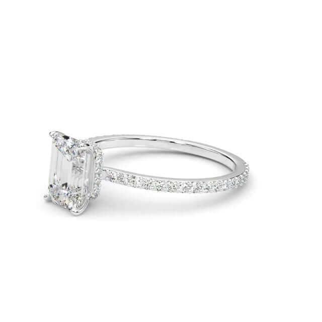 1.25CTW Lab-Grown Diamond Emerald Cut 18K Gold White Hidden Engagement Ring