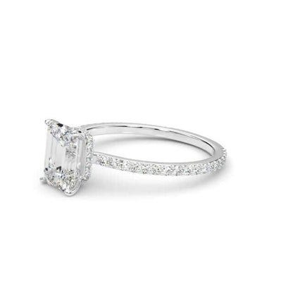1.25CTW Lab-Grown Diamond Emerald Cut 18K Gold White Hidden Engagement Ring