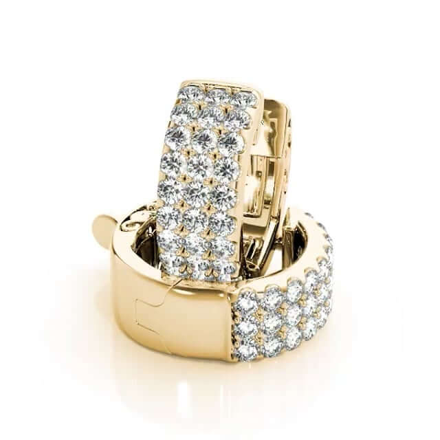 0.50CTW Natural Diamond 14K Yellow White Gold Huggie Hoop Earrings 13mm