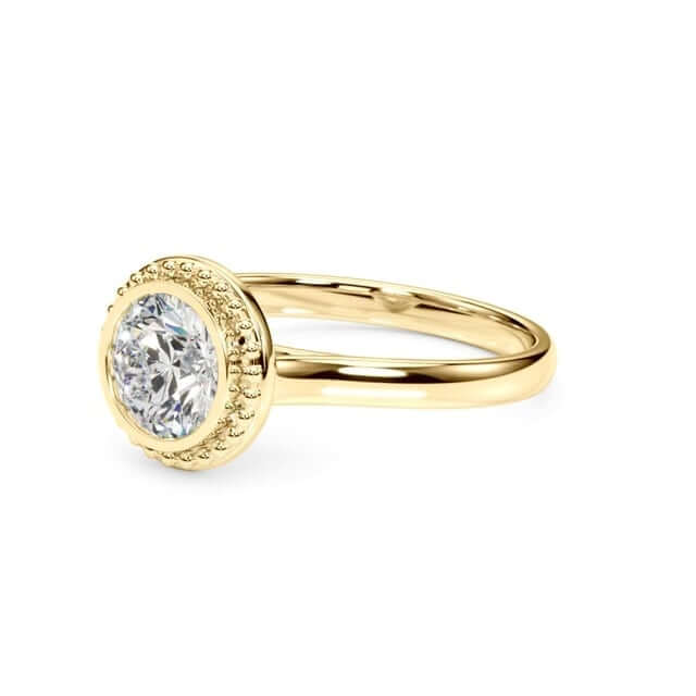 1CT Moissanite Charles & Colvard 18K Gold Bezel Solitaire Engagement Ring